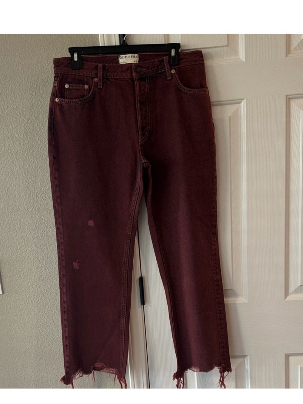 We The Free Burgundy Denim Jeans